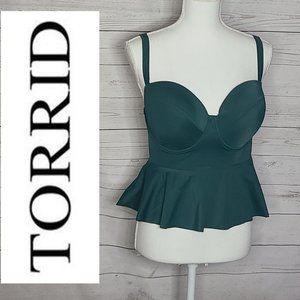 Torrid Green Push-Up Demi Peplum Midkini Top